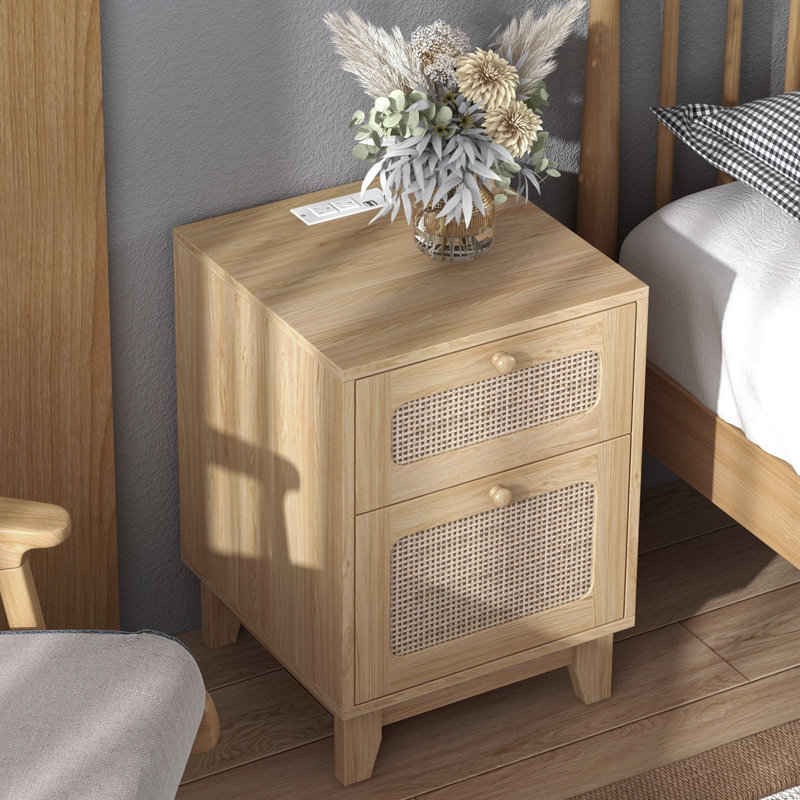 Beachcrest Home Aybar Manufactured Wood Rattan Nightstand & Reviews